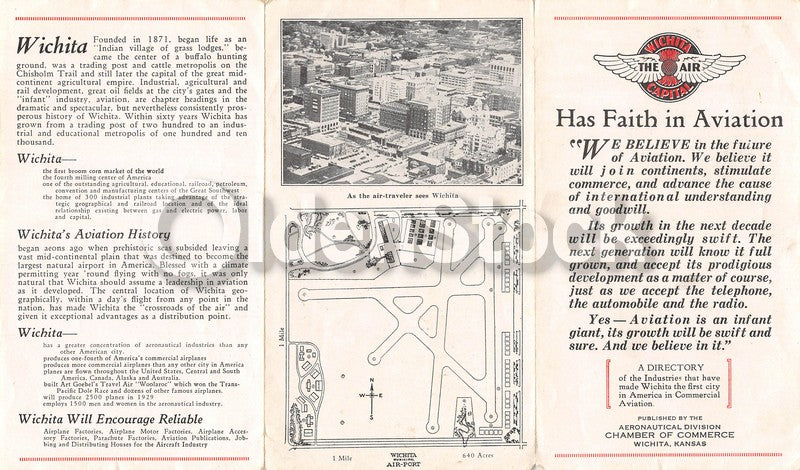 Wichita Kansas Airport Aviation Flight Guide Vintage Advertising Brochure