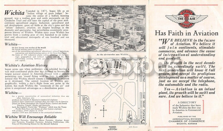 Wichita Kansas Airport Aviation Flight Guide Vintage Advertising Brochure