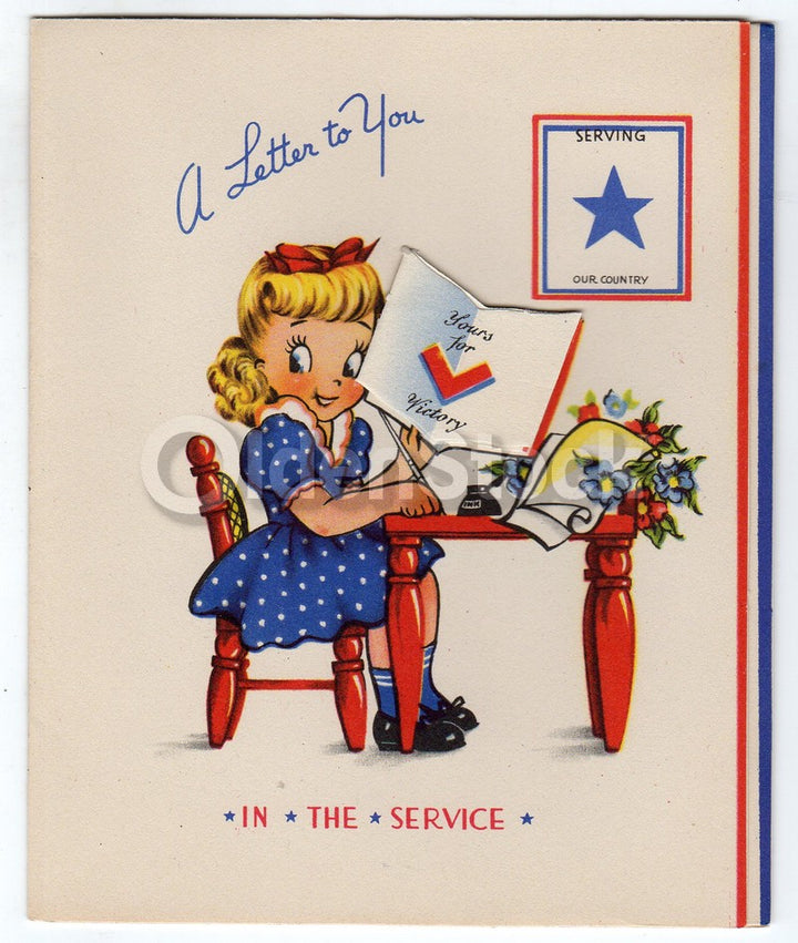US Military Soldiers Appreciation Vintage WWII Victory Patriotic Greeting Card