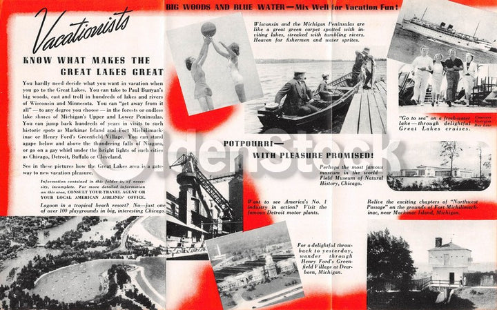 American Airlines Great Lakes Flagship Vacations Vintage Graphic Advertising Brochure