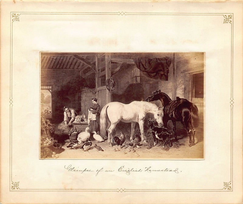 John Frederick Herring English Farm Scene Painting Antique Albumen Print Photo c.1900