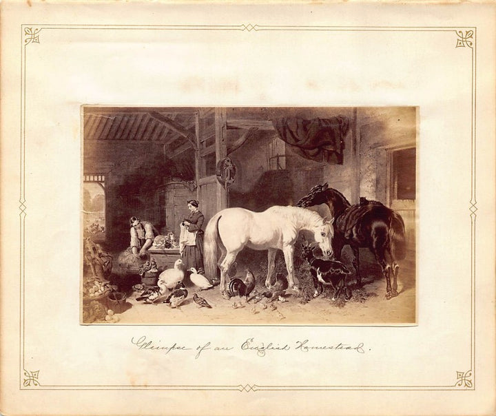 John Frederick Herring English Farm Scene Painting Antique Albumen Print Photo c.1900