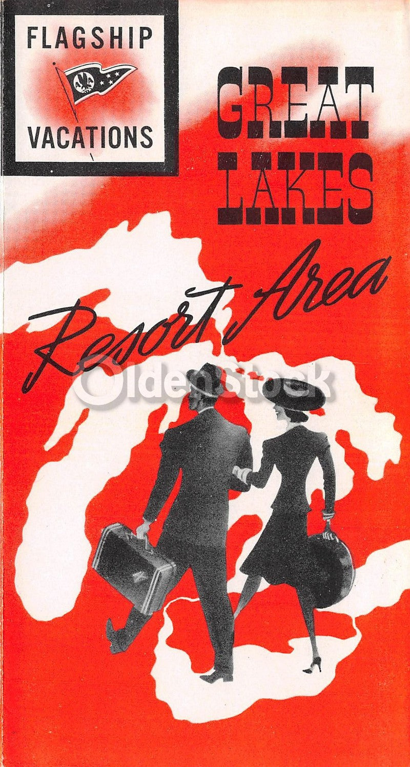 American Airlines Great Lakes Flagship Vacations Vintage Graphic Advertising Brochure