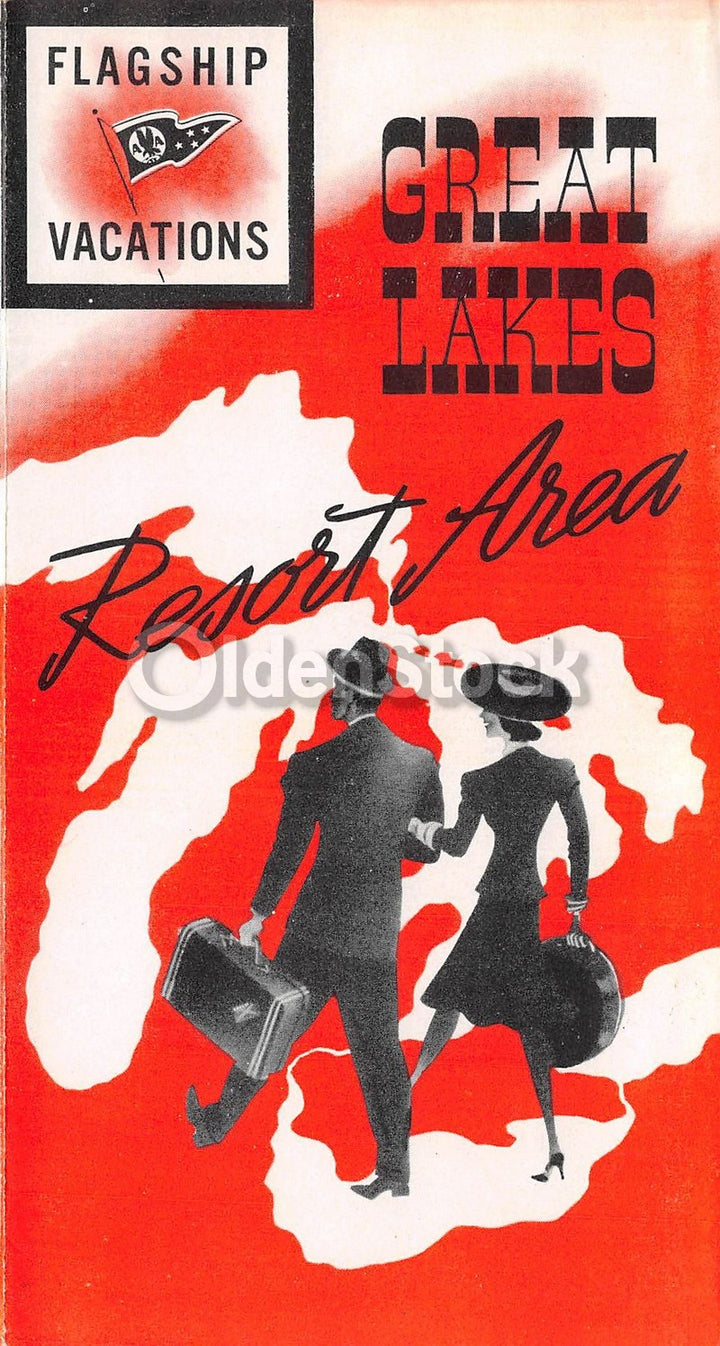 American Airlines Great Lakes Flagship Vacations Vintage Graphic Advertising Brochure