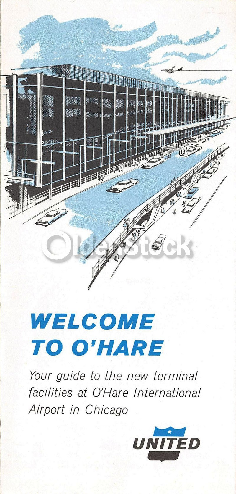 United Airlines O'Hare Airport Chicago Vacations Vintage Advertising Brochure