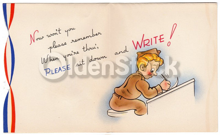 US Army Sexual Innuendo Soldier Appreciation Vintage WWII Victory Patriotic Greeting Card