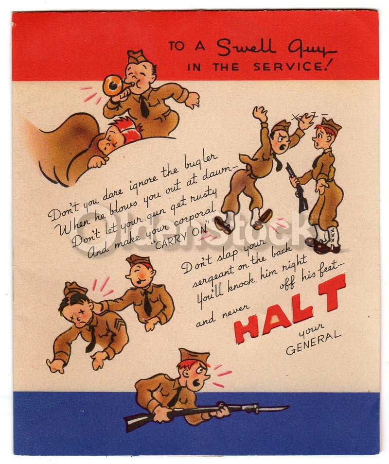 Army Life Soldier's Appreciation Humor Vintage Graphic Art WWII Patriotic Greeti
