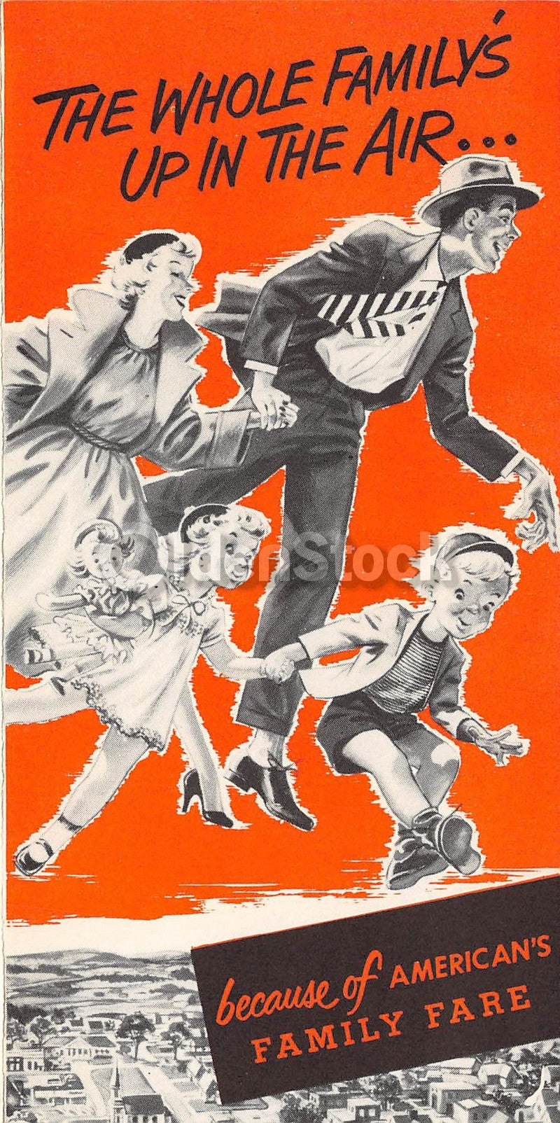 American Airlines Family Fare Flights Vintage Graphic Advertising Brochure Flyer