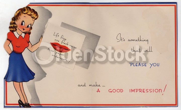 Sweetheart Victory Kiss for a Soldier Vintage WWII Patriotic Greeting Card