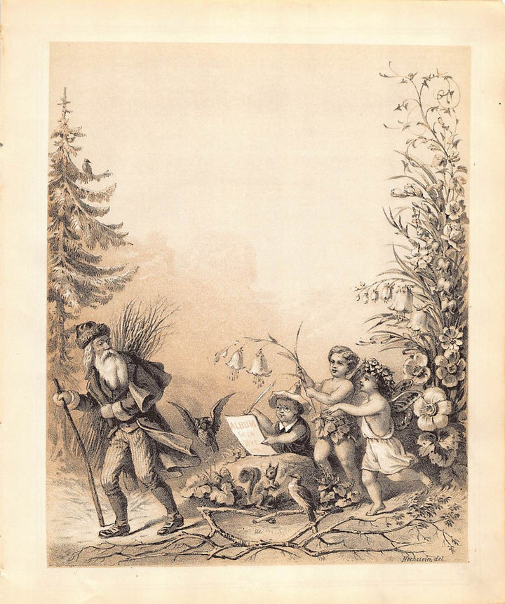 Saint Nicholas and Cherub Fairies Antique Fantasy Illustration Art by Hochstein
