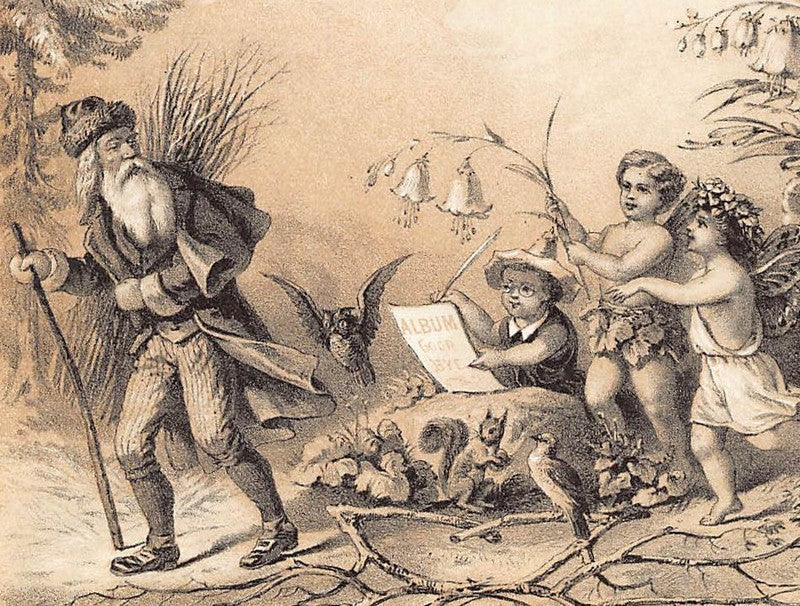 Saint Nicholas and Cherub Fairies Antique Fantasy Illustration Art by Hochstein