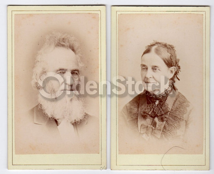 Mr & Mrs Alpheus Manley Oberlin Ohio Antique Victorian CDV Photos