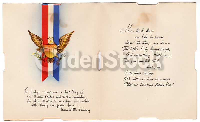 US Army Pledge of Allegiance Soldier Appreciation Vintage Graphic Art WWII Patri