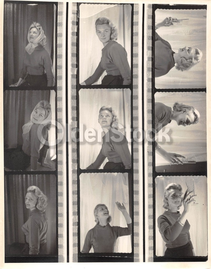 Lovely Blonde Fashion Model Toasting Poses Vintage 1960s Photoshoot 8x10 Photo