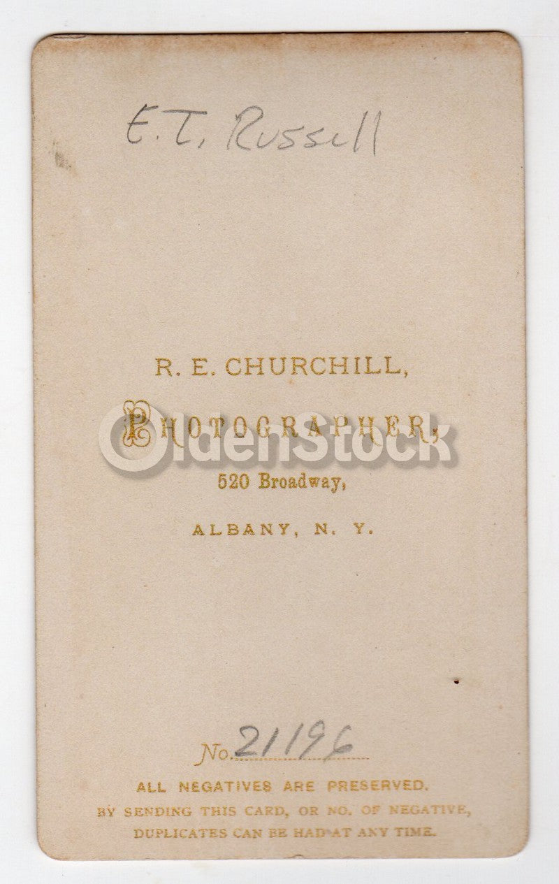 Mrs E. T. Russell Albany New York Dangle Earrings Antique Victorian CDV Photo