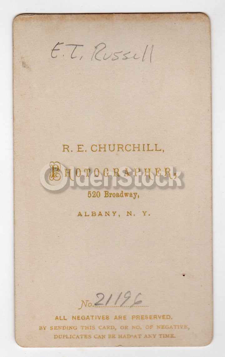 Mrs E. T. Russell Albany New York Dangle Earrings Antique Victorian CDV Photo