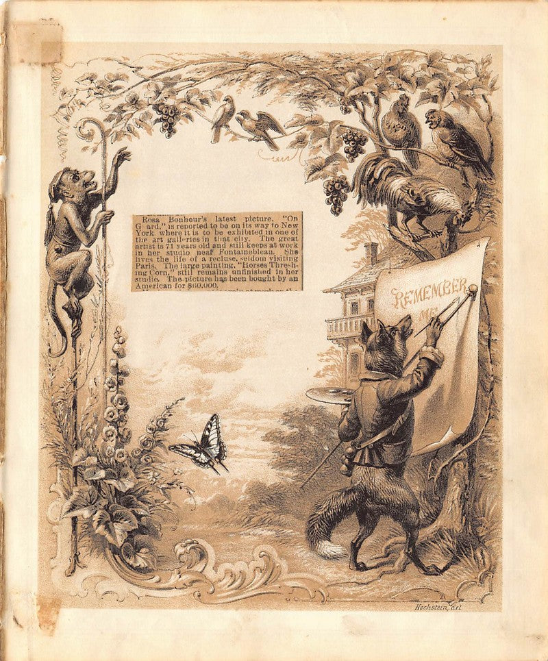 Rosa Bonheur Fox Painter Artist Antique Fantasy Wildlife Illustration by Hochstein