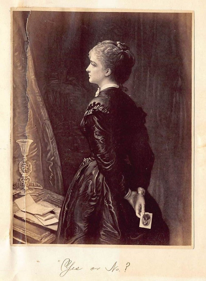 Yes or No? John Millais Painting 1871 Antique Albumin Print Photo c.1900