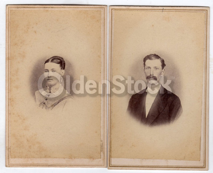J. S. Moore Photographer Toledo Iowa Husband and Wife Antique CDV Photos