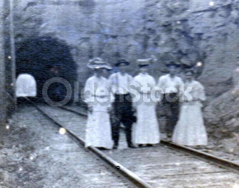 Mountain Railroad Train Tunnel Unusual Victorian Antique Snapshot Photo on Board