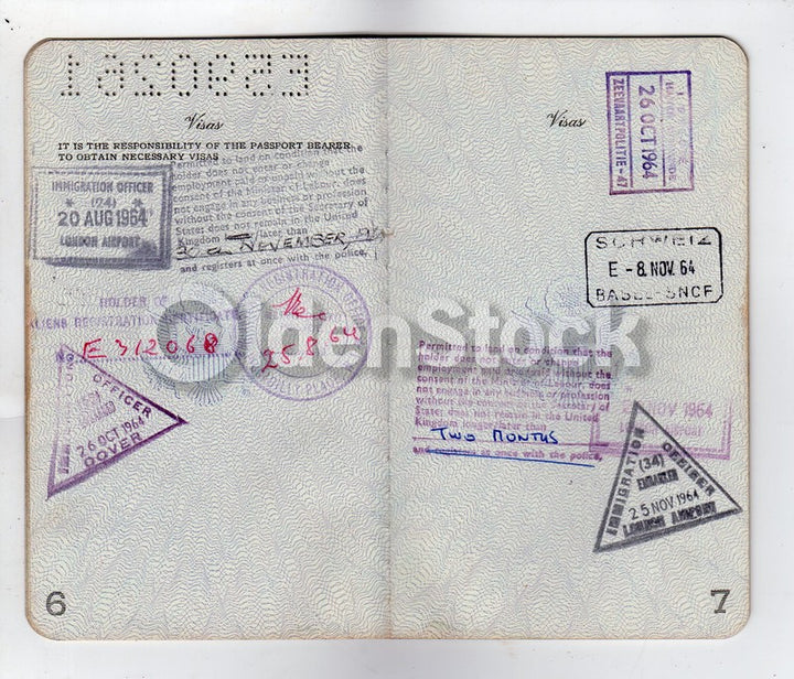 Cancelled US Passport Stamps to London Dover Drewitz Schweiz & more
