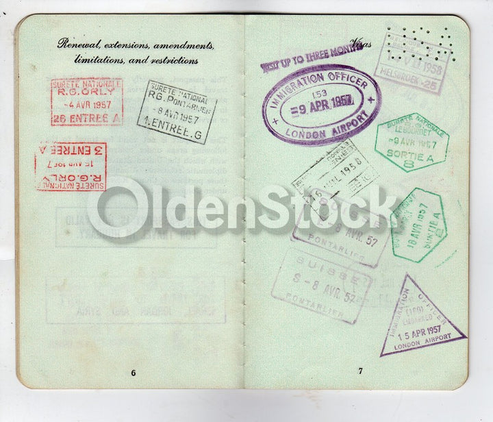 Cancelled US Passport Stamps to London Bruxelles Swiss Netherlands & more