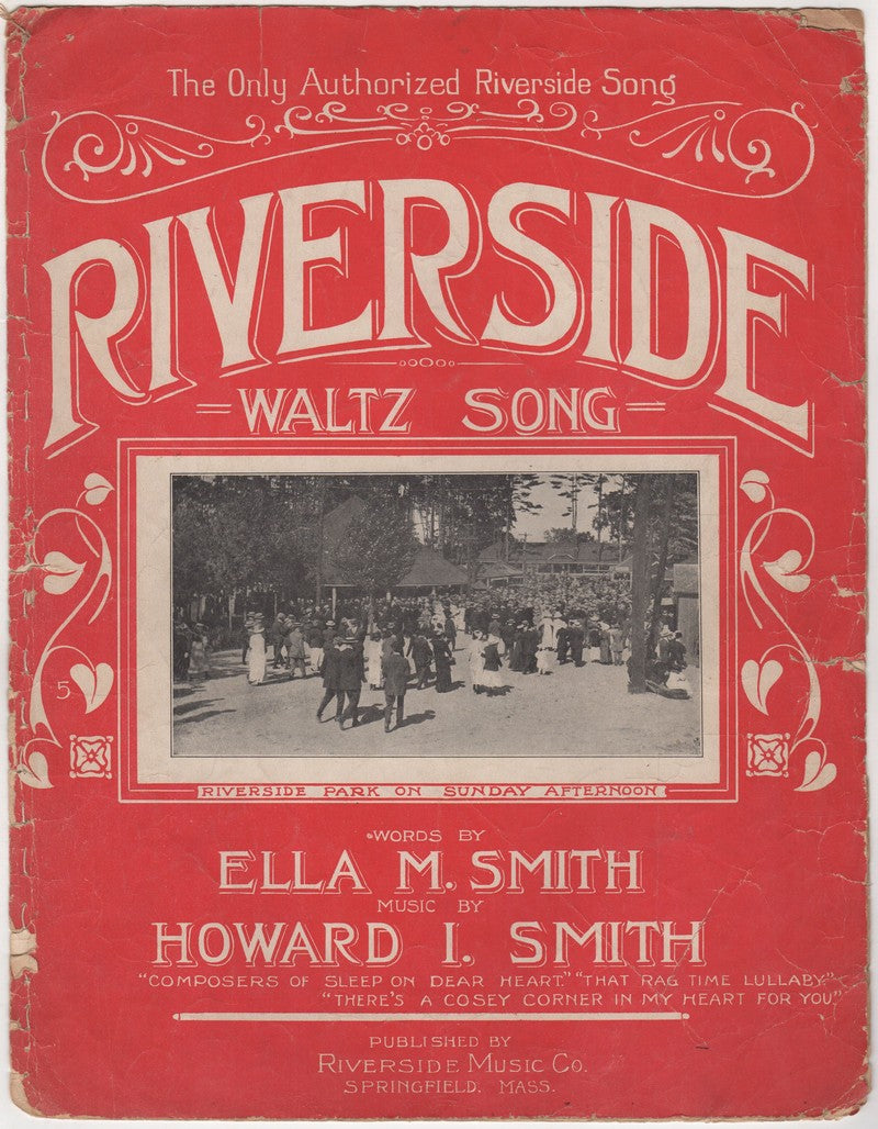 Riverside Park Waltz Song Antique Sheet Music by Ella Smith 1913
