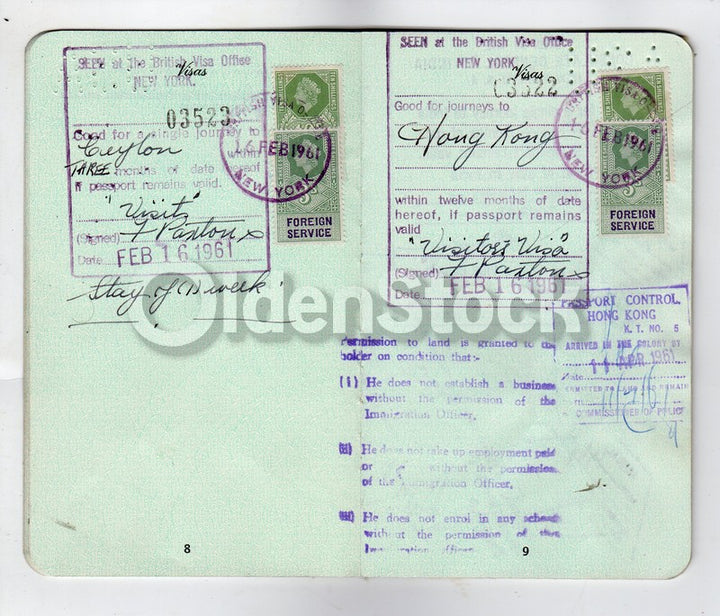 Cancelled US Passport Stamps to Hong Kong India Pakistan Japan Philippines & more