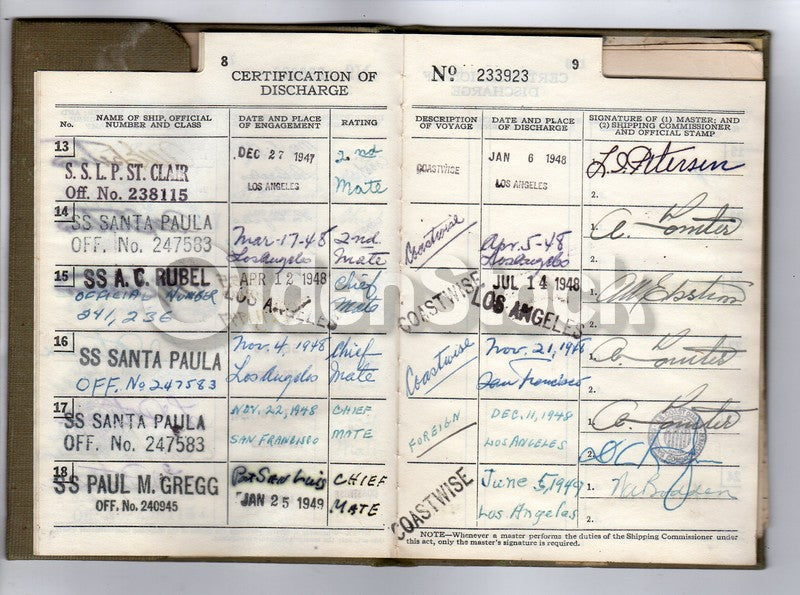 WWII Seaman's Passport 1943 and Cancelled United States Passport