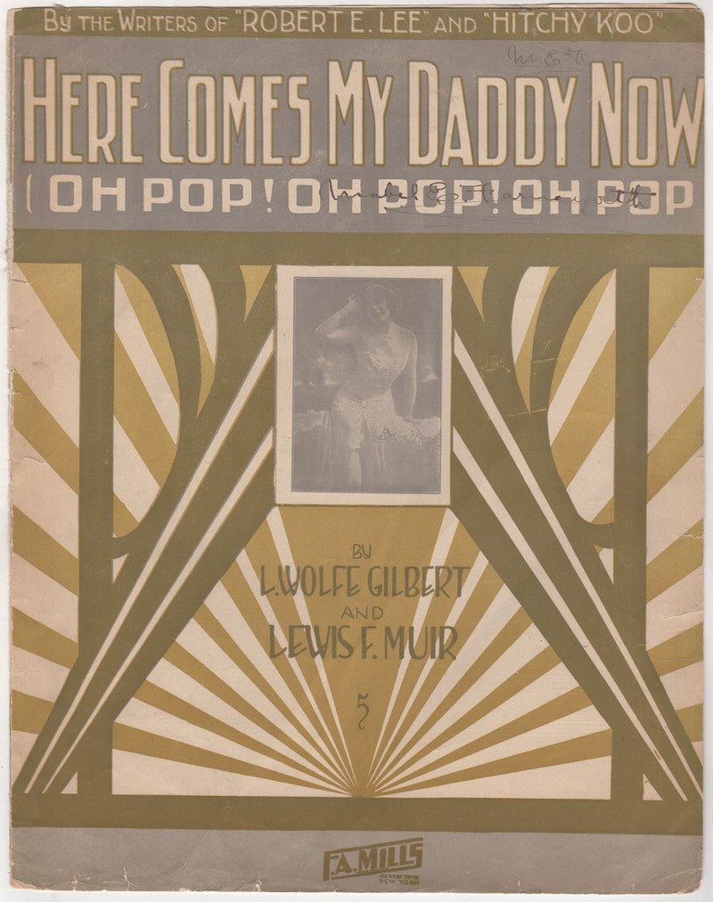 Here Comes My Daddy Bessie Wynn Song Antique Sheet Music 1912