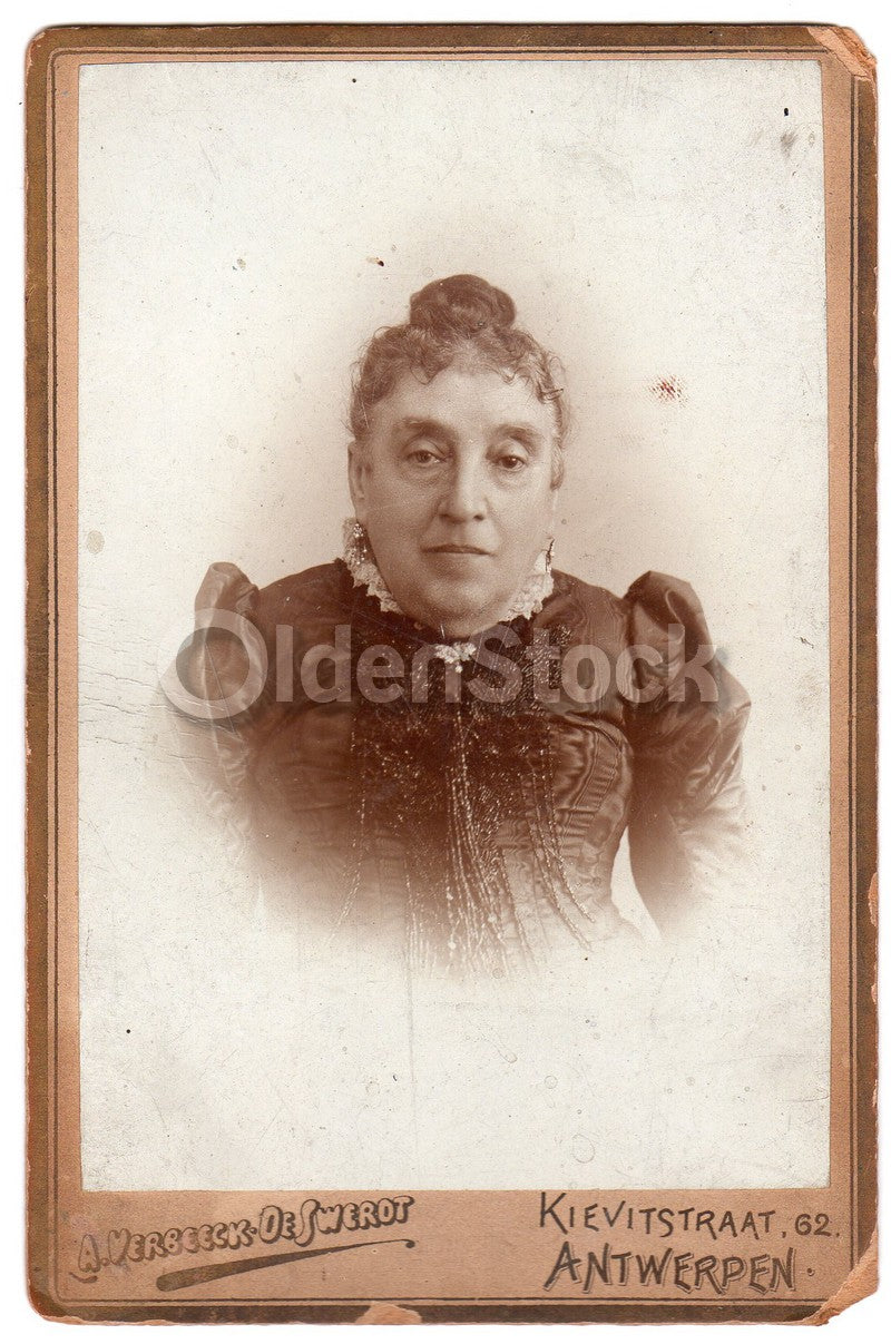Lovely Old Italian Woman Antwerp Belgium Antique Victorian Cabinet Card Photo