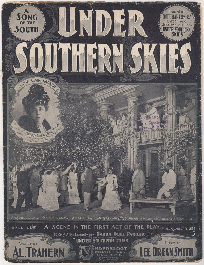 Under Southern Skies Lottie Blair Parker Antique Southern Sheet Music 1902