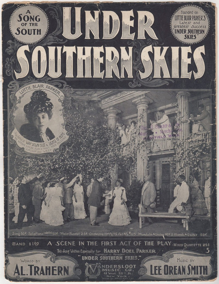 Under Southern Skies Lottie Blair Parker Antique Southern Sheet Music 1902