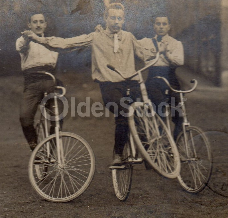 Augsburg Germany Carnival Trick Cyclists on Bicycles Antique RPPC Real Photo Postcard