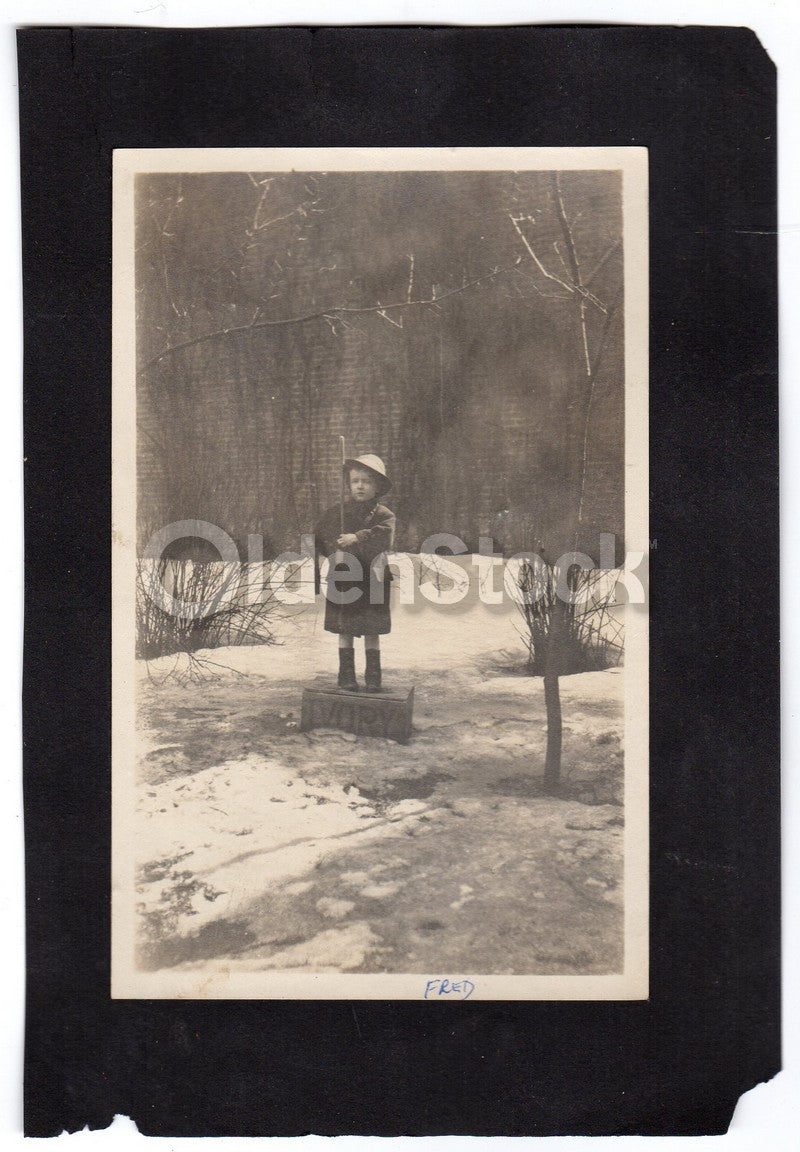 Cute Little Boy Literally on his Soap Box Lovely Antique Snapshot Photo