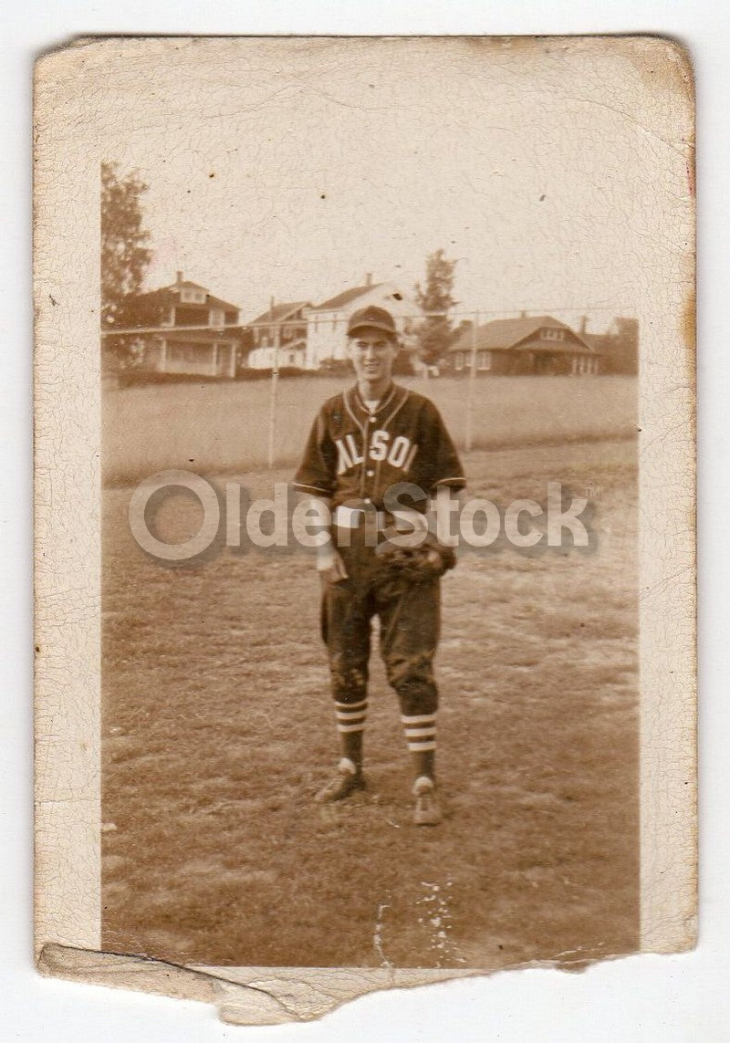 Early American Baseball Player in Uniform Antique Snapshot Photo
