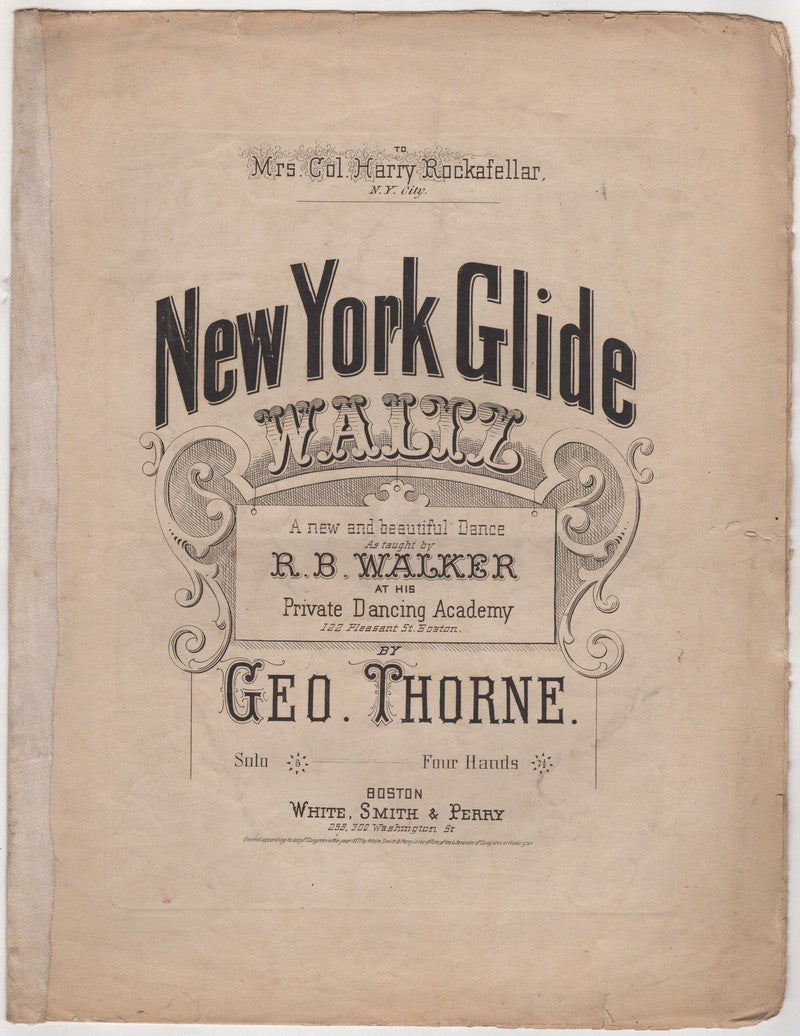 Rockefeller New York Glide Waltz Antique Sheet Music by Thorne 1871