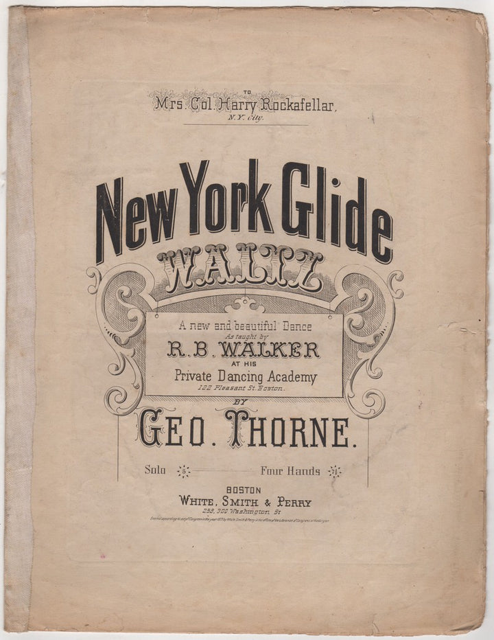 Rockefeller New York Glide Waltz Antique Sheet Music by Thorne 1871