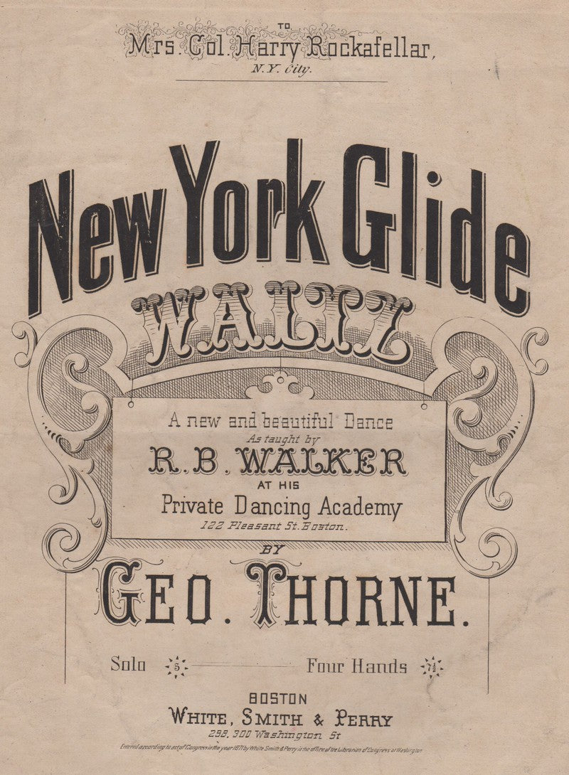 Rockefeller New York Glide Waltz Antique Sheet Music by Thorne 1871