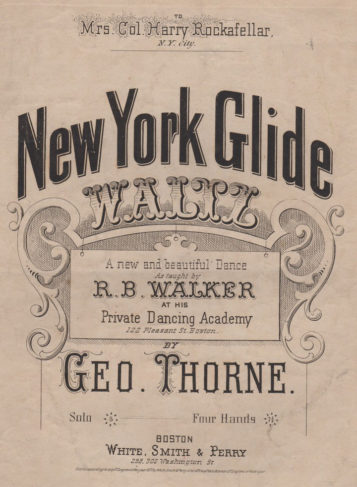 Rockefeller New York Glide Waltz Antique Sheet Music by Thorne 1871