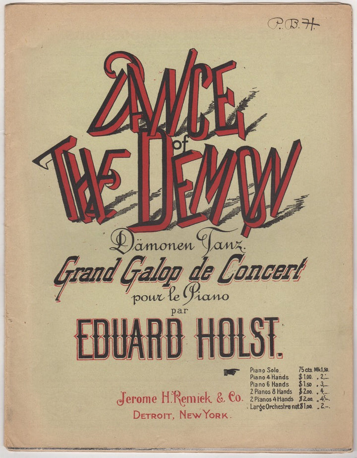 Dance of the Demon Galop Antique Sheet Music by Eduard Holst 1888