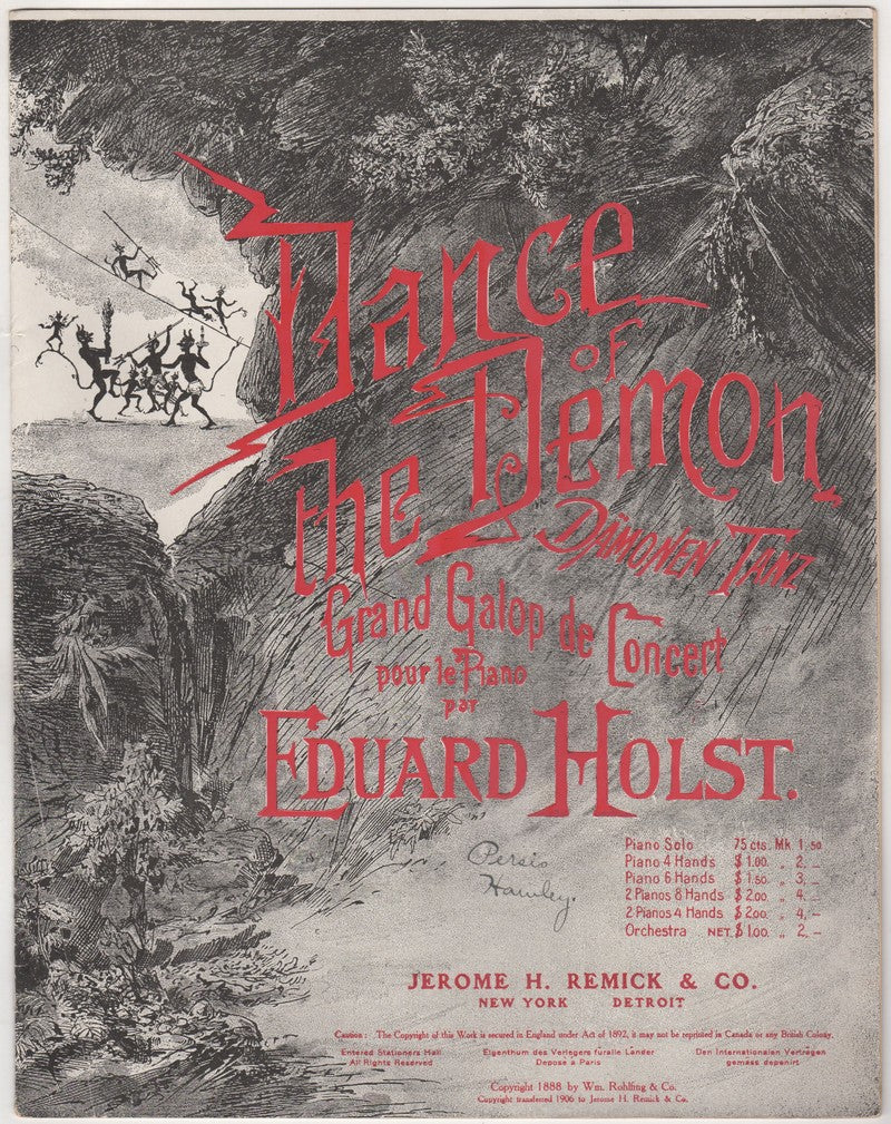 Dance of the Demon Galop Antique Sheet Music by Eduard Holst 1888