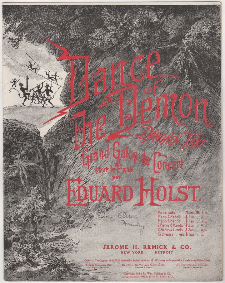 Dance of the Demon Galop Antique Sheet Music by Eduard Holst 1888