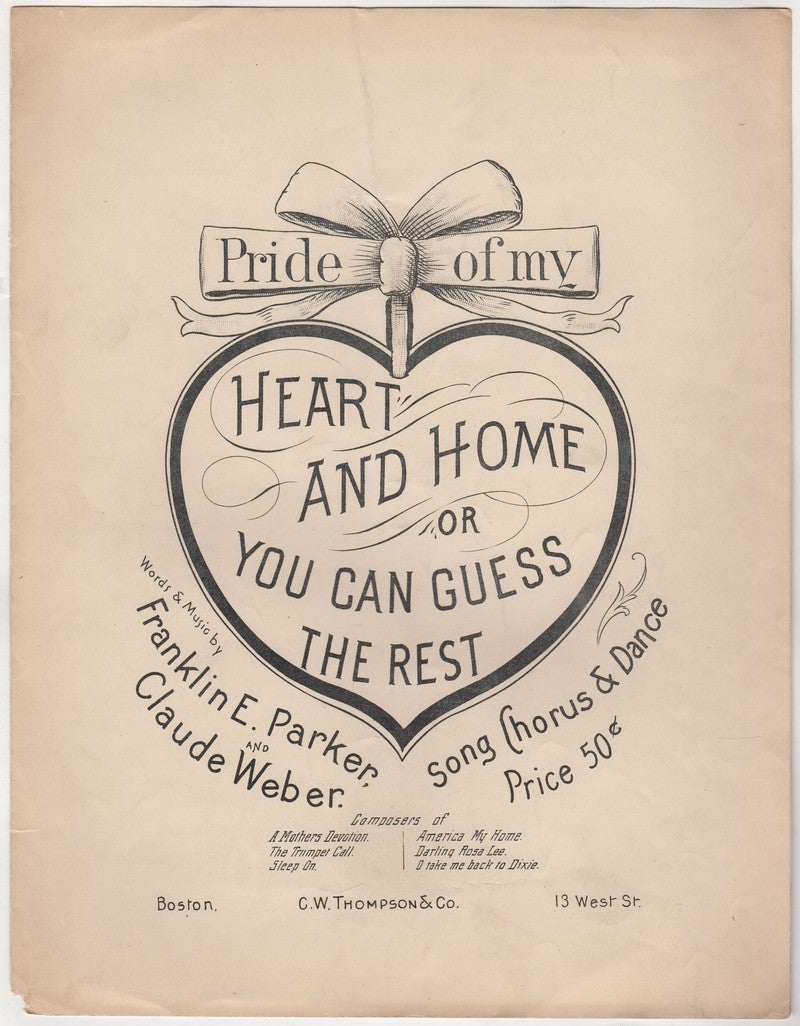 Heart and Home Guess the Rest Antique Sheet Music by Franklin Parker 1903