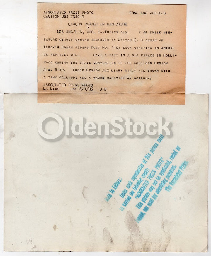 Roosevelt Rough Riders American Legion Girls Miniature Circus Vintage Press Photo 1936