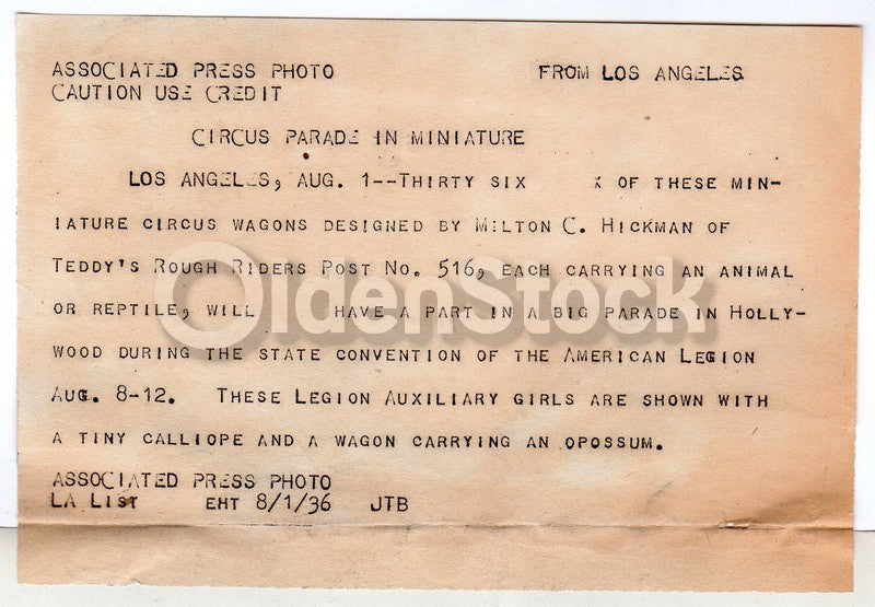 Roosevelt Rough Riders American Legion Girls Miniature Circus Vintage Press Photo 1936
