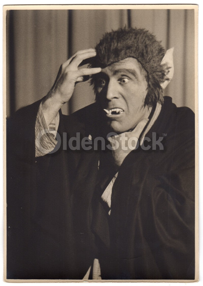 Dracula Vampire Costume Theatre Stage Actor Vintage Studio Headshot Photo