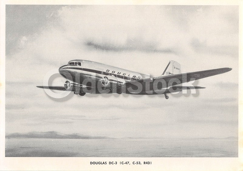 Douglas DC-3 Transport Airliner Vintage Aviation Spotters Photo Card
