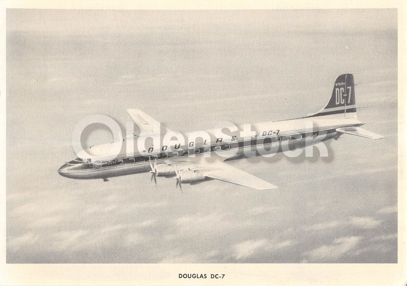 Douglas DC-7 Transport Airliner Vintage Aviation Spotters Photo Card