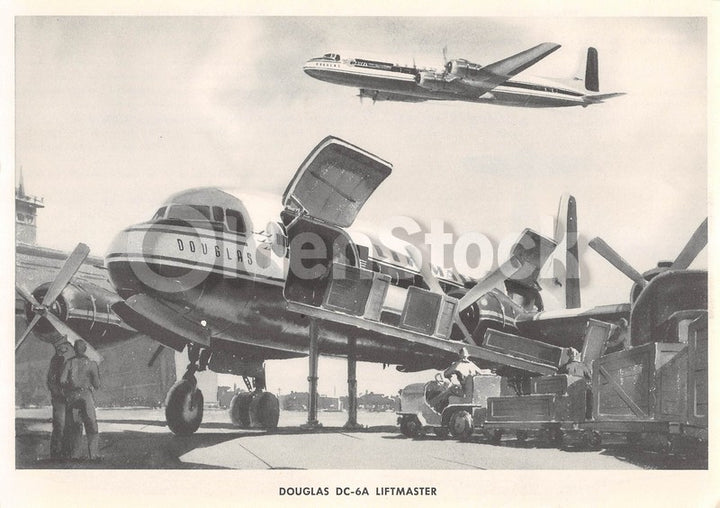 Douglas DC-6A Liftmaster Transport Airliner Vintage Aviation Spotters Photo Card